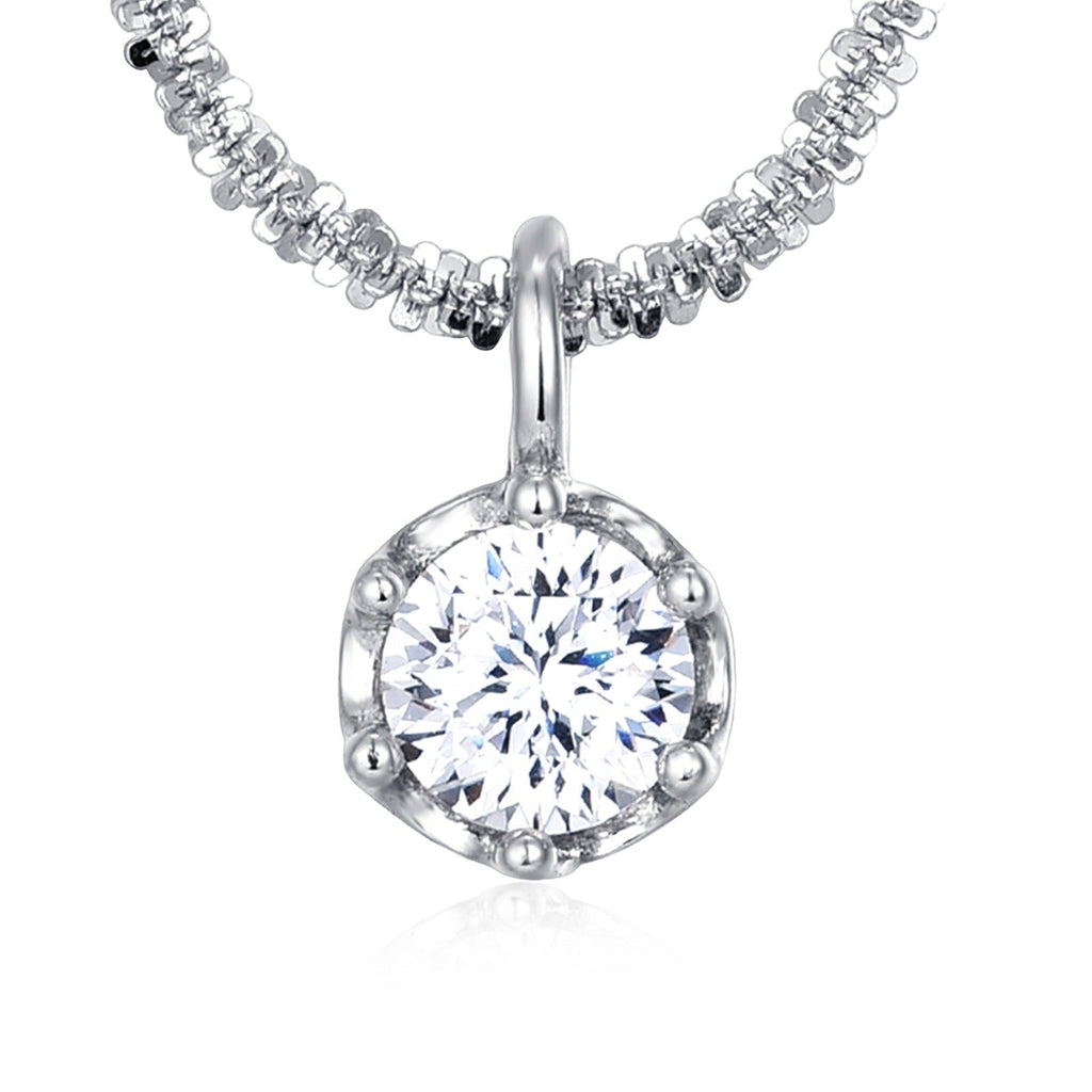 Collier pendentif solitaire élégant en moissanite en argent sterling 925 : élégance intemporelle plaquée or blanc
