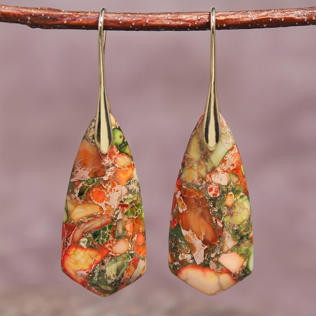 Vintage Boho Multicolor Natural Stone Earrings