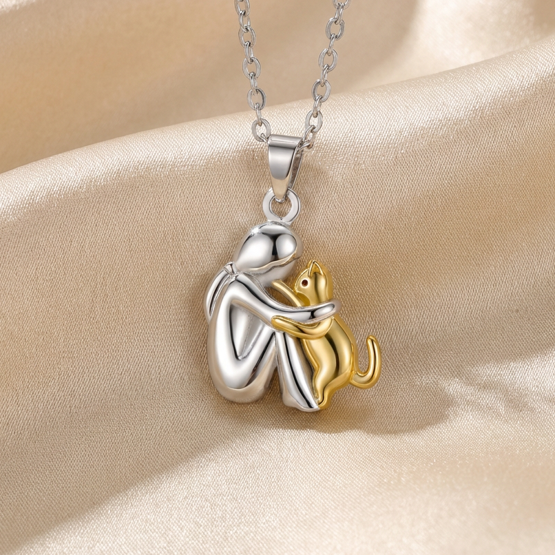 "For Eternity in Your Heart" Necklace with Cat Pendant