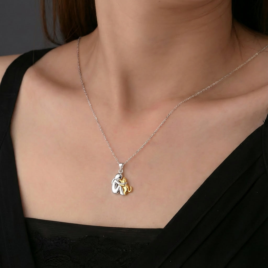 "For Eternity in Your Heart" Necklace with Cat Pendant