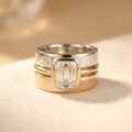 Vintage Crystal Gold & Silver Ring