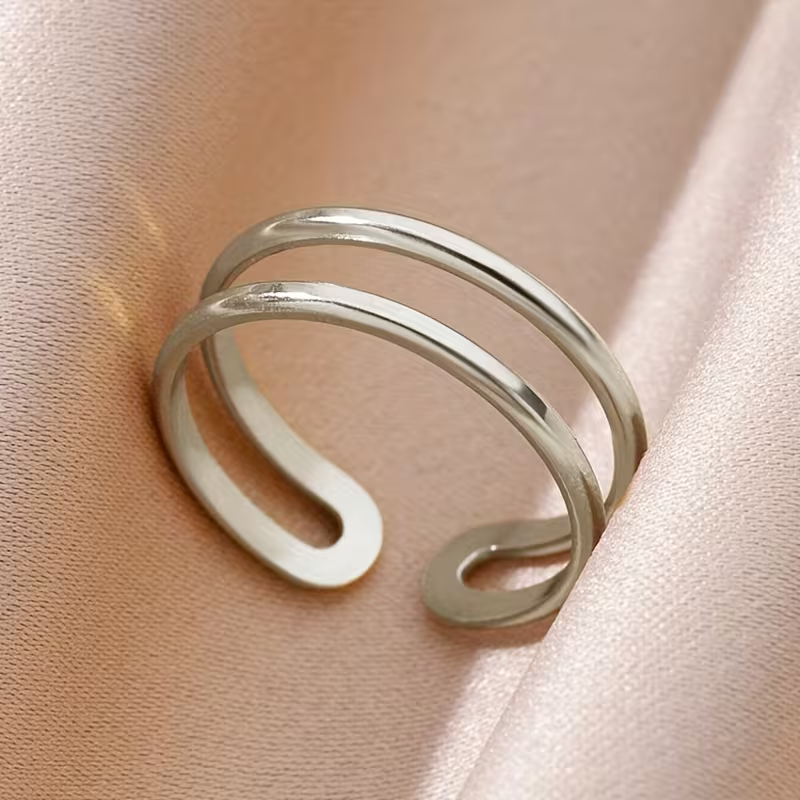 Anello doppio aperto regolabile