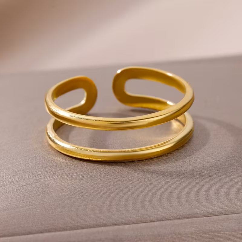 Anello doppio aperto regolabile