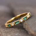 Vintage Gold Plated Inlaid Green Crystal Ring