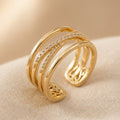 Adjustable Gold-Tone Finish Zirconia Cross ring