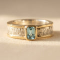 Vintage Green Beryl Gold-Tone Finish Stainless Steel ring
