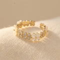 Zirconia Gold Flower Ring