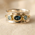 Vintage Blue Inlaid Stones Gold-Tone Finish &amp; ring