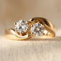Vintage Wavy Zirconia Gold-Tone Finish ring