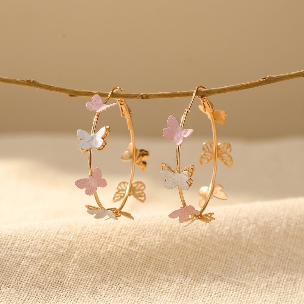 Elegant Bohemian Butterfly Hoop Earrings