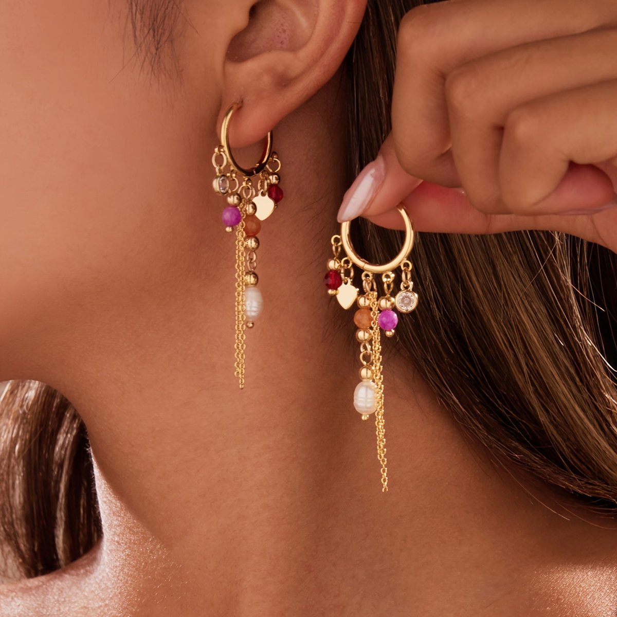 he Aurelia Vintage Elegant Tassel Drop Earrings