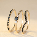 Black V Shaped Cubic Zirconia Ring