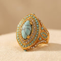 Bohemian Vintage With Synthetic Gems Turquoise Luxury Ring