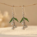 Vintage Lily of the Valley Floral Drop Earrings with French Hooks