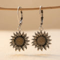 Leverback Vintage Sunflower Earrings - Gold Center