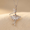 925 Sterling Silver Elegant Ballerina Moissanite Pendant Necklace