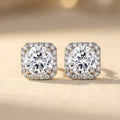 925 Sterling Silver Elegant Moissanite Halo Stud Earrings Wholesale In Earring