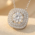 925 Sterling Silver Elegant Moissanite Necklace With Double Halo Design Necklace