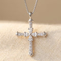 925 Sterling Silver Elegant Silver Cross Necklace With Sparkling Moiss Necklace