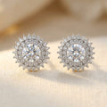 925 Sterling Silver Elegant Silver Floral Stud Earrings With Central M Earring