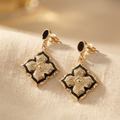 Vintage Four-Leaf Clover Flower Drop Earrings