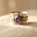 Bohemian Amethyst Crystal Meditation Band Ring