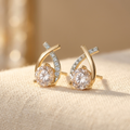Golden Cross Zirconia Stud Earrings