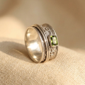 Geometric Design Silver Plated Ring with Zirconia Stone