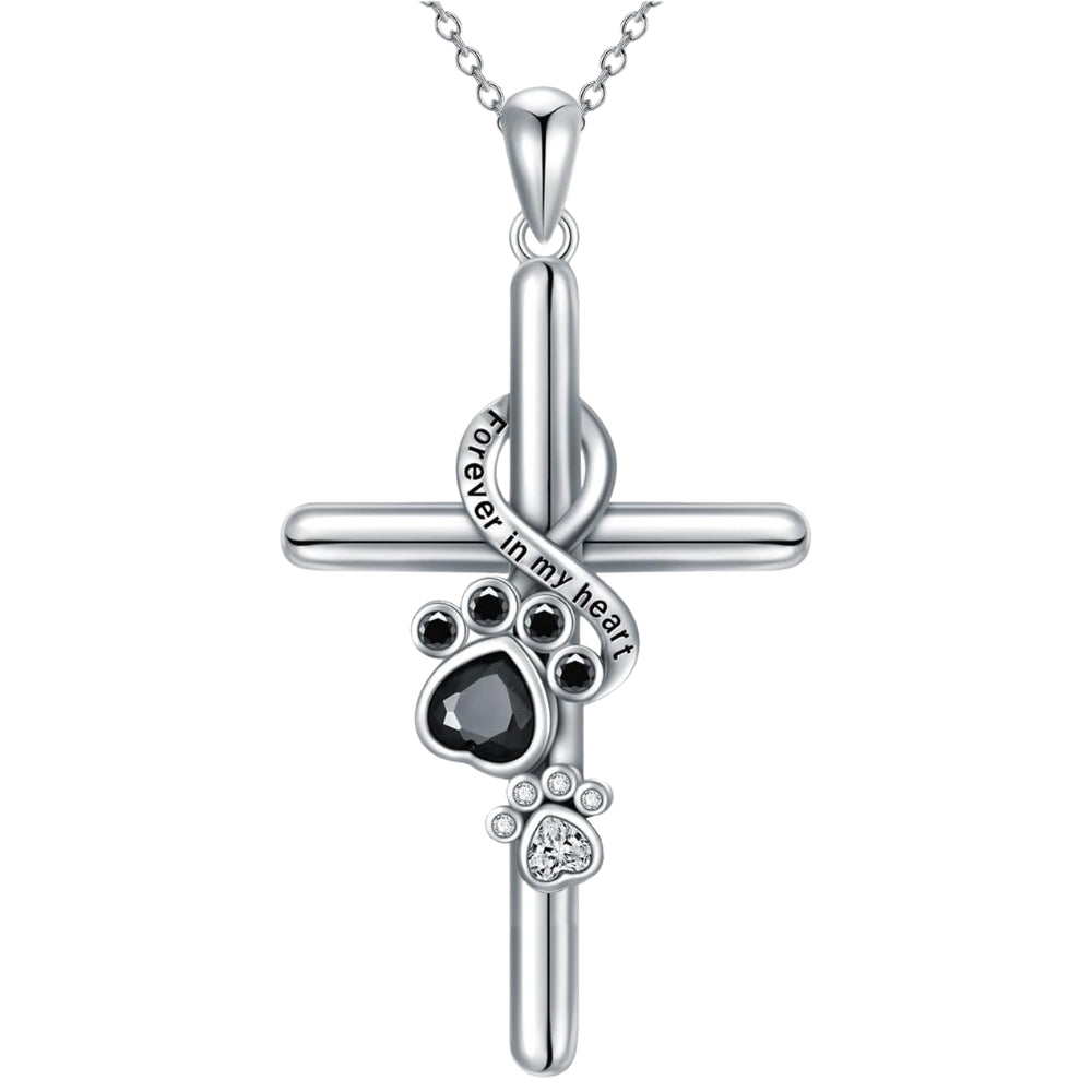 Κολιέ με πατουσάκι και σταυρό από ασήμι 925 sterling